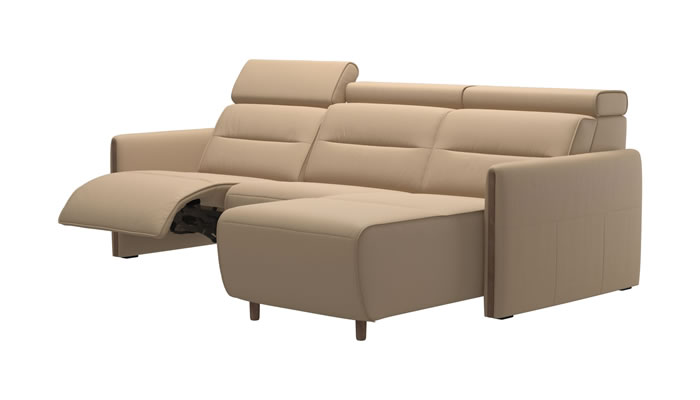 Stressless Emily Sofa with Long Seat and Recliner in Paloma Beige Leather